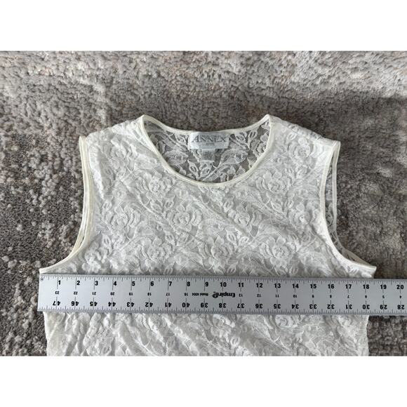 Casual Corner Annex Petite Size LP Floral Lace Casual Top White Sleeveless Lined - Picture 3 of 7